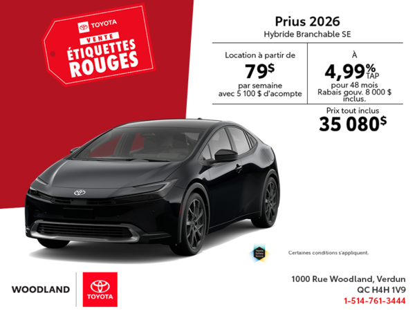 Toyota Prius Hybride Branchable SE 2026