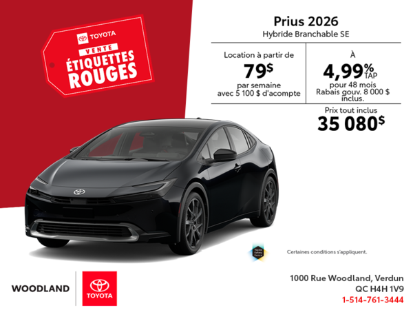 Toyota Prius Hybride Branchable SE 2026