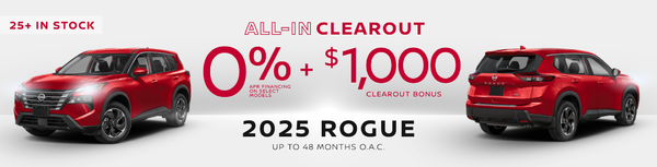 0% + $1,000 On The 2025 Nissan Rogue!
