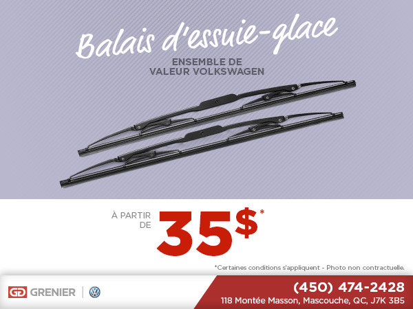 Rabais sur les balais d'essuie-glace Volkswagen!