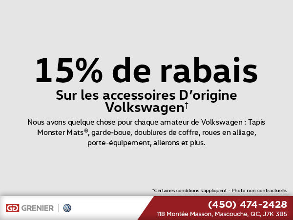 Rabais sur les accessoires d'origine Volkswagen!