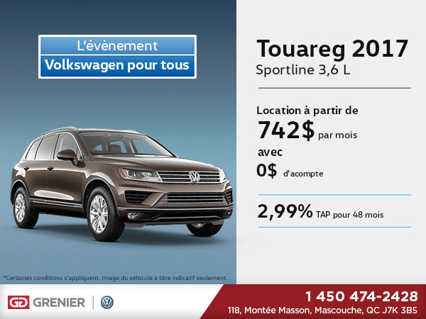 Obtenez la Touareg 2017 dès aujourd'hui!