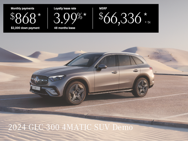 Lease from $868*/month + tax, $2,000 down payment!
