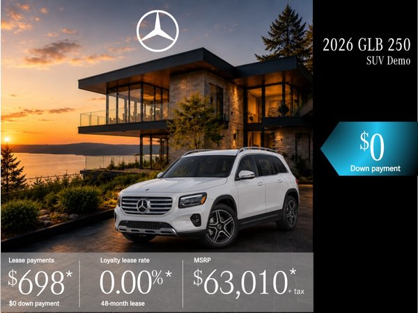 Lease the 2026 GLB 250 4MATIC SUV from $698/month + tax*