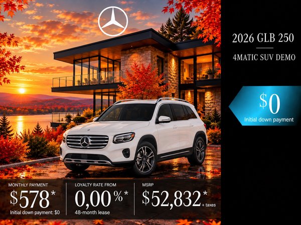 2026 GLB 250 4MATIC SUV DEMO from $578 + tax per month*