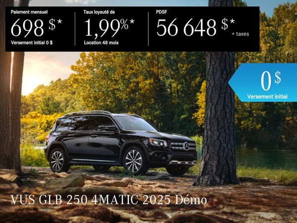 VUS GLB 250 4MATIC 2025 en location à partir de 698 $*/par mois + taxes