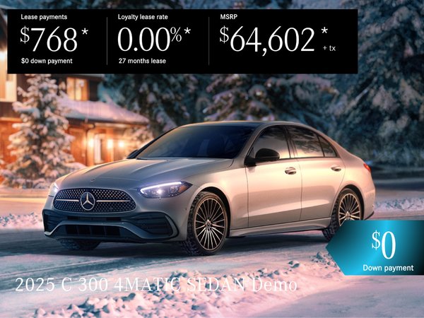 Lease the 2025 C 300 4MATIC SEDAN from $768/per month + tax*.
