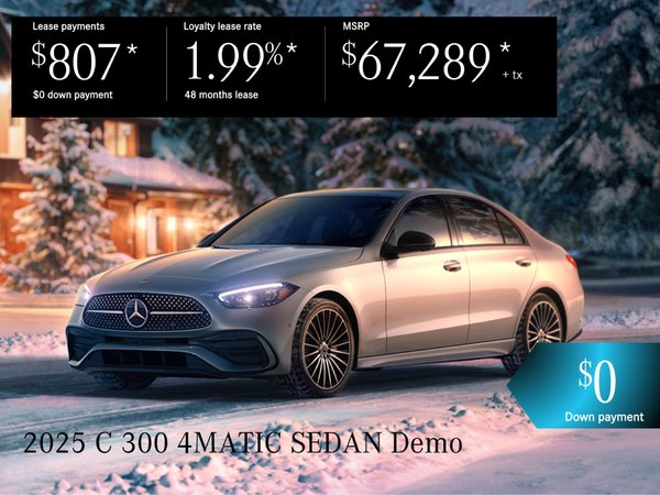 Lease the 2025 C 300 4MATIC Sedan demo from $807/per month + tax.
