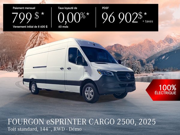 FOURGON eSPRINTER CARGO ÉLECTRIQUE 2025 – location 60 mois à partir de 799 $/mois + taxes*