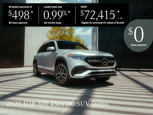 Demo 2025 EQB 300 4MATIC SUV from $498*/bi-weekly +tx