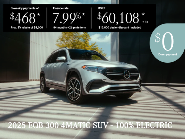 Demo 2025 EQB 300 4MATIC SUV from $468*/bi-weekly +tx
