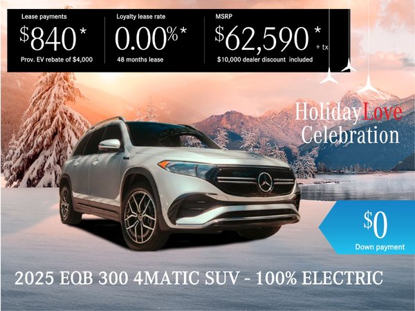 Demo 2025 EQB 300 4MATIC SUV from $840*/month +tx