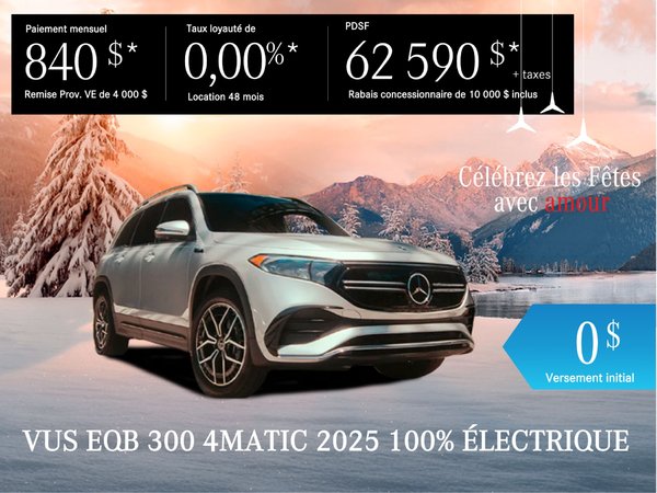 VUS EQB 300 4MATIC 2025 démo à partir de 840 $*/mois + taxes