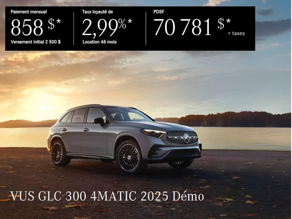 VUS GLC 300 4MATIC 2025 en location à partir de 858 $*/par mois + taxes