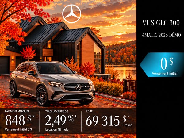 VUS GLC 300 4MATIC 2026 DÉMO à partir de 848 $ + taxes par mois*