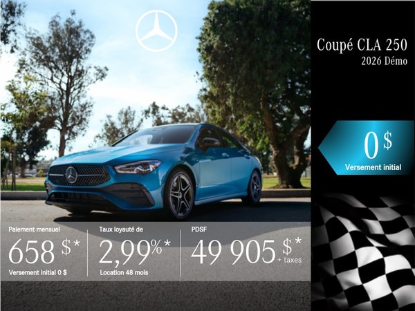 COUPÉ CLA 250 2026 en location à partir de 658 $/mois + taxes.