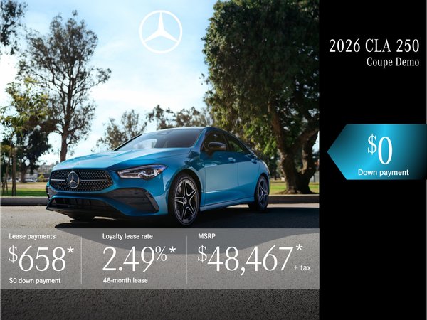 Lease the 2026 CLA 250 Coupe from $658/month + tax.
