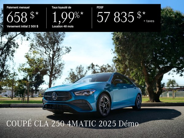 COUPÉ CLA 250 4MATIC 2025 en location à partir de 658 $*/par mois + taxes
