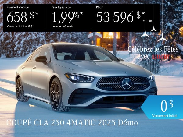 COUPÉ CLA 250 4MATIC 2025 en location à partir de 658 $*/par mois + taxes