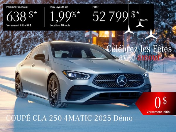 COUPÉ CLA 250 4MATIC 2025 en location à partir de 638 $*/par mois + taxes
