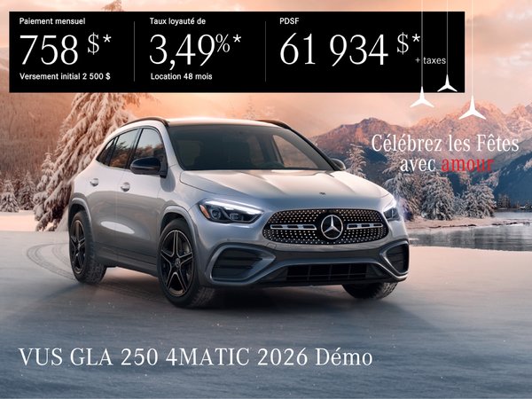 VUS GLA 250 4MATIC 2026 en location à partir de 758 $*/par mois + taxes