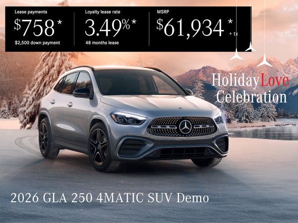 Lease the 2026 GLA 250 4MATIC SUV from $758/per month + tax*.
