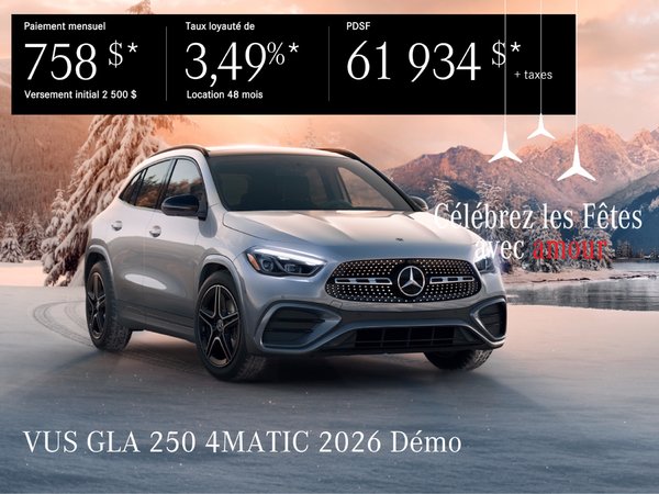 VUS GLA 250 4MATIC 2026 en location à partir de 758 $*/par mois + taxes
