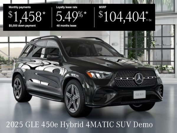 Lease the 2025 GLE 450e 4MATIC HYBRID SUV from $1,458/month* + tax