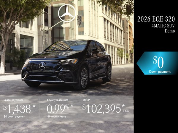 Lease the 2026 EQE 320 4MATIC SUV from $1,438/month + tax.*
