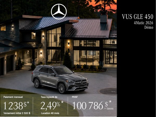 VUS GLE 450 4MATIC 2026 en location à partir de 1 238 $/mois + taxes*