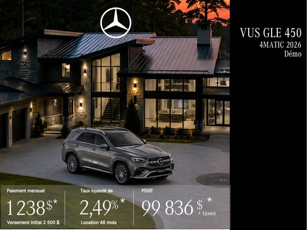 VUS GLE 450 4MATIC 2026 en location à partir de 1 238 $/mois + taxes*