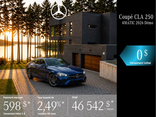 COUPÉ CLA 250 4MATIC 2026 en location à partir de 598 $/mois + taxes*