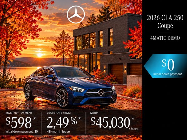 2026 CLA 250 4MATIC Coupe DEMO from $598 + tax per month*