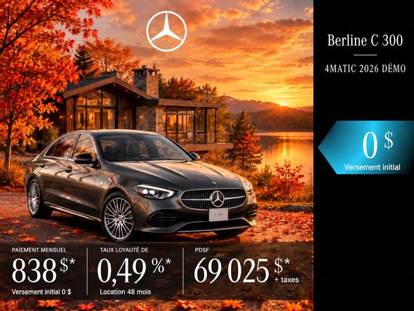 Berline C 300 4MATIC 2026 DÉMO à partir de 838 $ + taxes par mois*