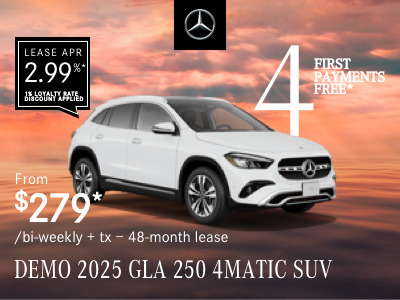 2025 GLA 250 4MATIC SUV from $279/bi-weekly*+tx