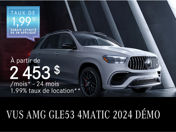 Démo VUS AMG GLE53 4MATIC 2024 à partir de 2 453 $/mois*