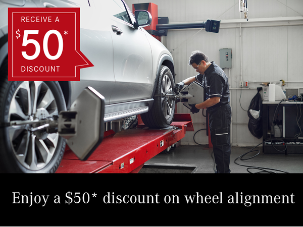 Enjoy a $50 discount on wheel alignment