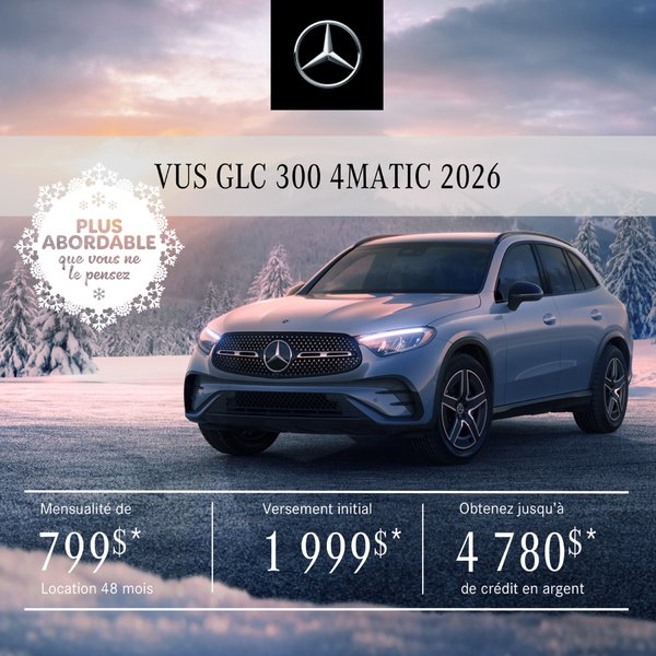 VUS GLC 300 4MATIC 2026 à partir de 799 $/mois*+tx