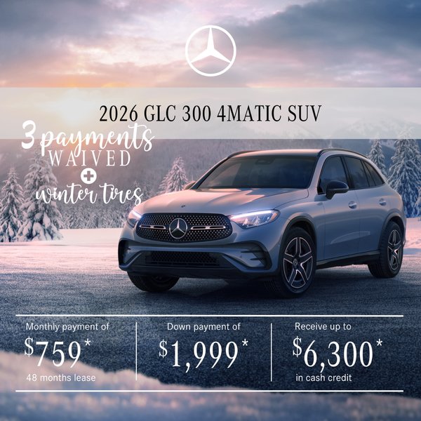 Lease the 2026 GLC 300 4MATIC SUV from $759/per month + tax.