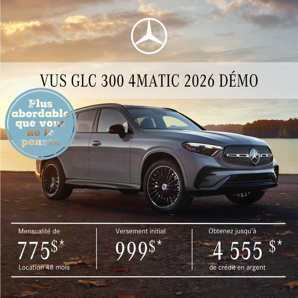 VUS GLC 300 4MATIC 2026 en location à partir de 775 $/mois + taxes*