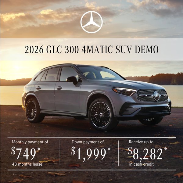 Lease the 2026 GLC 300 4MATIC SUV from $749/month + taxes*