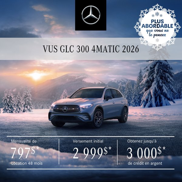 VUS GLC 300 4MATIC 2026 à partir de 797 $/mois*+tx