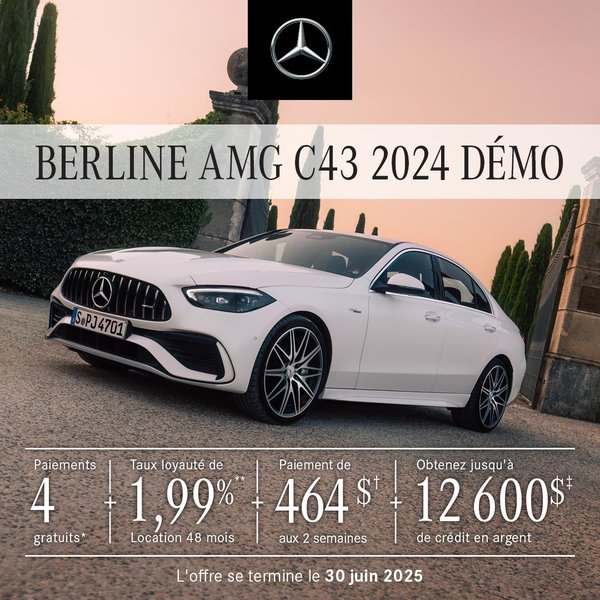 BERLINE AMG C43 4MATIC 2024 à partir de 464 $/aux 2 semaines*+tx