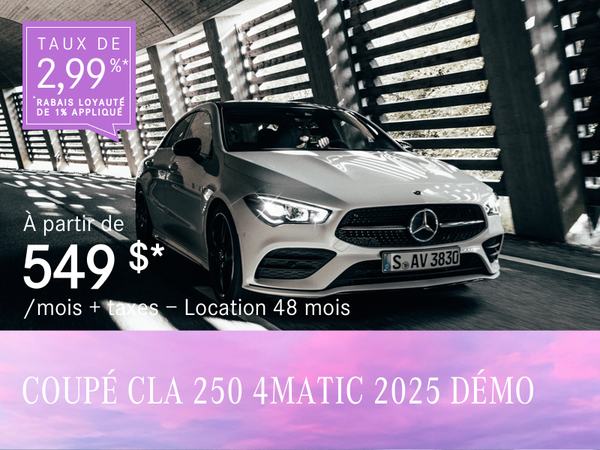 COUPÉ CLA 250 4MATIC 2025 à partir de 549 $/mois*+tx