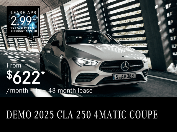 2025 CLA 250 4MATIC COUPE from $622/month*+tx