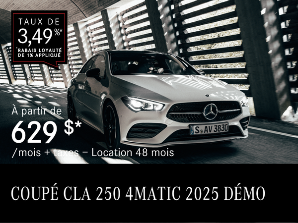 COUPÉ CLA 250 4MATIC 2025 à partir de 629 $/mois*+tx