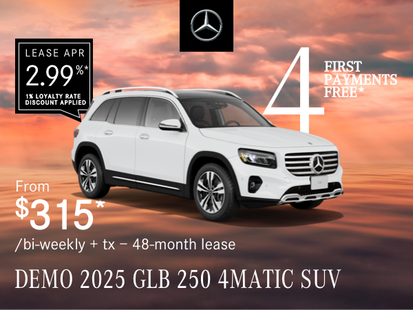 2025 GLB 250 4MATIC SUV from $315/bi-weekly*+tx