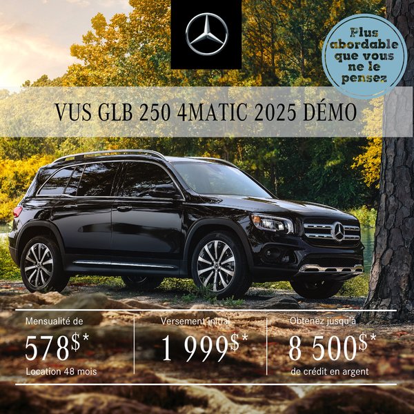 VUS GLB 250 4MATIC 2025 à partir de 578 $/mois*+tx