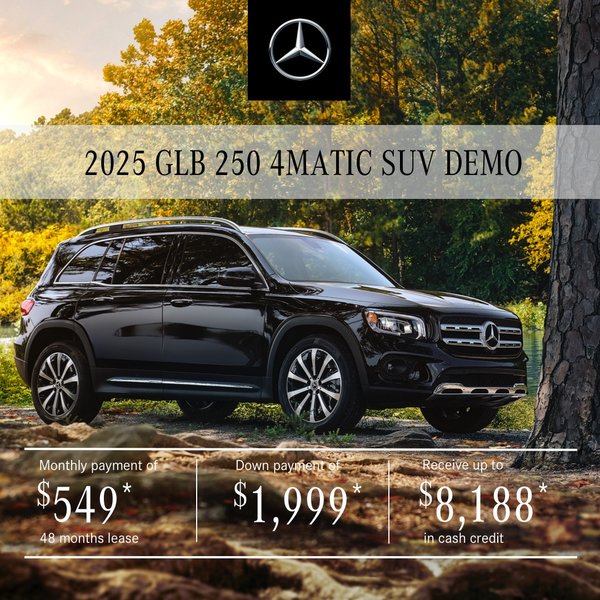 2025 GLB 250 4MATIC SUV from $549/month*+tx