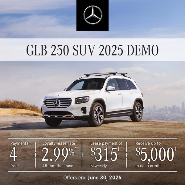 2025 GLB 250 4MATIC SUV from $315/bi-weekly*+tx